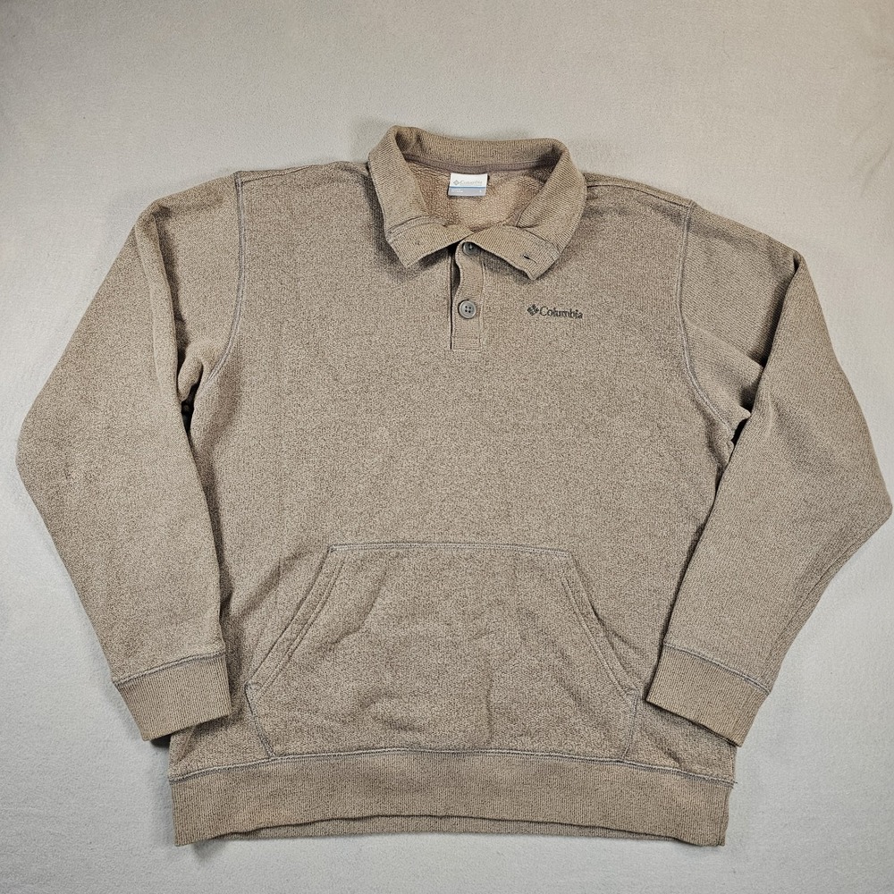 Columbia Great Barlow Basin II Mens L Brown Fleece Button Pullover XM1184 Pocket
